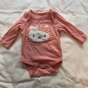 Hello Kitty Sanrio Pink Ribbed Onesie Long Sleeves Fuzzy Newborn NB